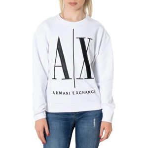 Armani Exchange Dames Icon Project Sweat Sweatshirt, wit (Optic White 1000)., M
