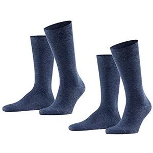 FALKE Heren Sokken Swing 2-Pack M SO Katoen eenkleurig Multipack 2 Paar, Blauw (Navy Blue Melange 6490), 43-46