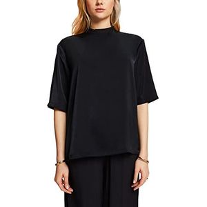 ESPRIT Blouse in satijnen look, zwart, XXS