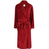 Dames Soft Fleece Badjas, Wijn Rood met Lint Detail