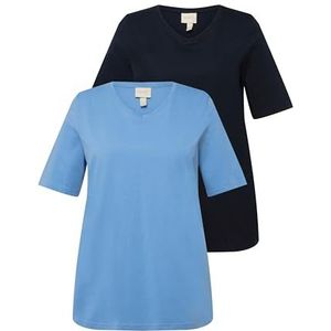 Ulla Popken Dames T-shirts, blauw, 58-60