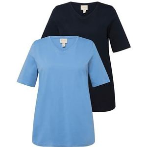 Ulla Popken Dames T-shirts, blauw, 54-56