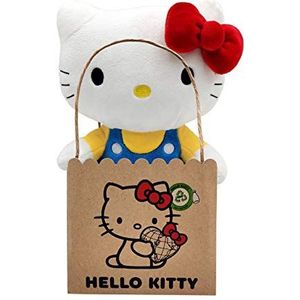 Joy Toy Hello Kitty Classic Eco Plush 24 cm in herbruikbare kartonnen tas - het pluche is gemaakt van 100% PET-flessen gerecycled materiaal