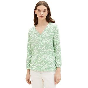 TOM TAILOR Dames T-shirt 1035459, 31574 - Green Small Wavy Design, S