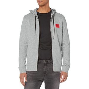 Hugo Boss Mannen Regular Fit Square Logo Jersey Hooded Zip Up Sweatshirt, Asphault Grijs, S