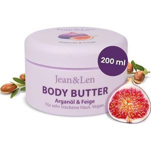 Jean & Len Verwennende Body Butter Arganolie & Vijg, verzorgt intensief de droge tot zeer droge huid, pH huid ideaal, met verwennende vijgengeur, body butter, zonder parabenen & siliconen, 200 ml