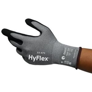 Ansell HyFlex 11-571 Snijbestendige werkhandschoenen, slijtvaste nitrilcoating, industriële veiligheidshandschoenen, licht, ademend en wasbaar, PPE voor dames en heren, blauw, maat M (12 paar)