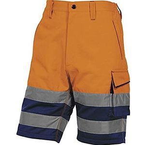 Deltaplus PHBE2OMPT Panostyle hoge zichtbaarheid werkbermuda van polyester/katoen, neonoranje-marineblauw, maat S