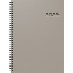 BRUNNEN 1078102002 Boekkalender model 781, 2 pagina's = 1 week, 21 x 29,7 cm, PP-omslag antraciet, kalender 2022, Wire-O-binding