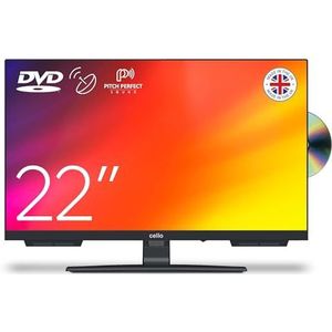 Cello C2224F 22"" FULL HD LED TV met randloos design Geïntegreerde DVD-speler Drievoudige tuner DVB-C/-S2/-T2 ""Pitch Perfect Sound"" Ideaal voor kleine kamers Made in Europe [2024]