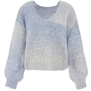 myMo Dames Sookie, modieuze polyester zwart maat XS/S pullover sweater, blauw wolwit, XS