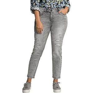 Ulla Popken Jeans Sarah, destroy-effecten, smalle pijpen, high waist denim dames, Blauwe Denim, 56 (Grote Maten)