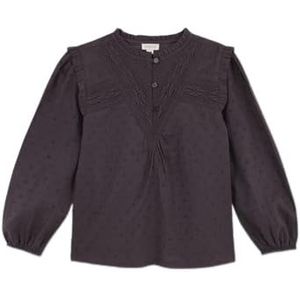 Gocco Plumeti blouse met kant, parelgrijs, normaal voor meisjes, Parel Grijs, 4-5 Jaren