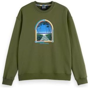 Scotch & Soda Relaxed-fit front artwork sweatshirt, Army 300, S