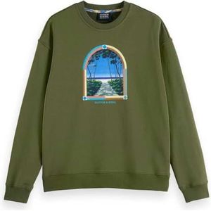 Scotch & Soda Relaxed-fit front artwork sweatshirt, Army 300, S