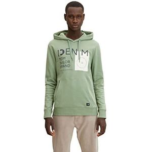TOM TAILOR Denim Uomini Hoodie met print 1034731, 29768 - Cold Green, M
