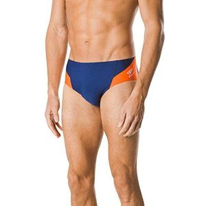 Speedo Heren badpak korte Endurance+ Splice Team kleuren, meerdere kleuren en maten, Marineblauw/Oranje Spark, 22