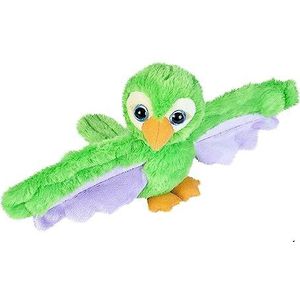 Wild Republic Huggers klikarmband, knuffeldier, pluche dier, groene papegaai, 20 cm