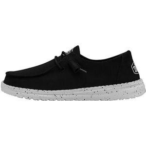 Hey Dude Wendy Slub Canvas Moc Toe Shoes voor dames, zwart, 41 EU