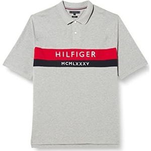 Tommy Hilfiger Heren Bt-Borst Embro Th Logo Reg Polo S/S, Lichtgrijs Heide, 5XL, lichtgrijs Hei, 5XL
