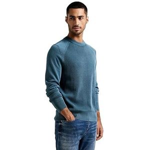 Street One MEN Heren gebreide trui used look, Tuna Blue, M