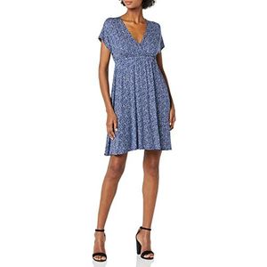 Amazon Essentials Surplice jurk voor dames (verkrijgbaar in grote maten), marineblauw dierenprint, XL