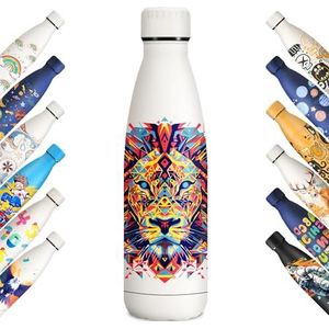 KollyKolla Thermosfles, 500 ml, gepersonaliseerde drinkfles, BPA-vrij, lekvrije thermosfles, dubbelwandige thermosfles voor jongens, meisjes, fitnessstudio, outdoor, ecole
