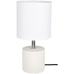 Homemania Bureaulamp Shape Base – bureau, nachtkastje – wit, cement, stof 15 x 15 x 30 cm
