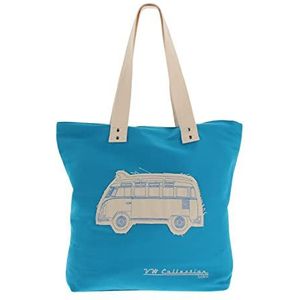 BRISA VW Collection Volkswagen T1 Bus Transporter Canvas Shopper Zak - Turquoise