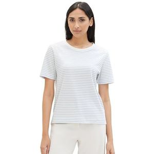 TOM TAILOR T-shirt voor dames, 35128 - Offwhite Blue Thin Stripe, L