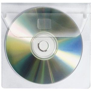 Veloflex 2259000 CD-hoezen CD-boxen CD-etui om in te plakken voor 1 CD, CD-enveloppen, zelfklevend, verpakking van 10 stuks