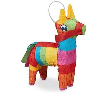 Relaxdays mini pinata ezel, verjaardagspinata, piñata dier, vrijgezellenfeest, 19 x 13 x 5,5 cm, ophangen, kleurrijk