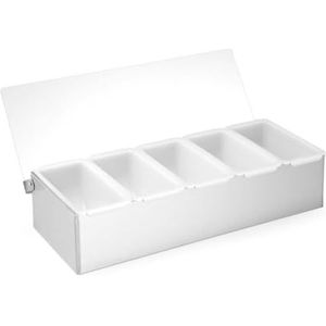 BarUp Bar Garneerunit met 5 Bakjes - Cocktail Ingrediëntenbak - 37,5x14x(H)9cm