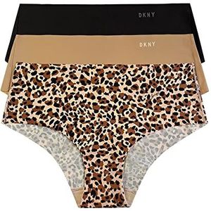 DKNY Litewear Cut Anywhere Hipster-slipje voor dames, zwart/oplichtend/dierenprint, M