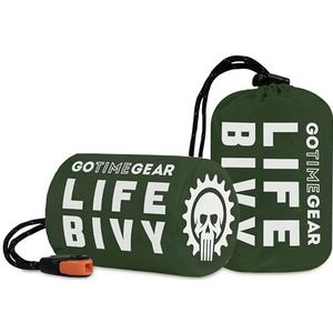 Go Time Gear Life Bivy Emergency Survival Shelter - 2 persoons noodtent - te gebruiken als overlevingstent, noodopvang, buistent, survivalzeil - groen 2 stuks