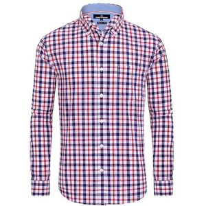 Alimens & Gentle 100% katoen, regular fit, korte mouwen, casual, Hawaiiaans shirt voor heren, rood, geruit., L