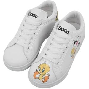 DOGO Unisex kindersneakers, veganistisch, wit, Warner Bros Best of Tweety en Sylvester motief, Meerkleurig, 32 EU