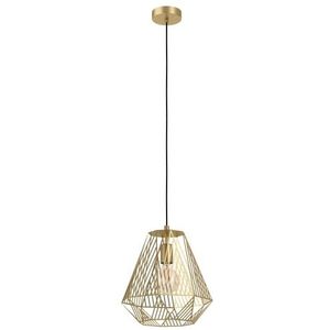 EGLO Hanglamp Stype, 1-lichts pendellamp, eettafellamp van metaal in mat messing, lamp hangend voor woonkamer, E27 fitting