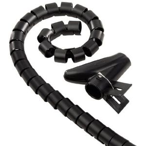 Hama Kabelslang met intrekhulp (flexibele kabelgoot voor kabelbeheer en kabelbescherming, kabelspiraal voor flexibele bundelbreedte, kunststof, Ø 25 mm, 2 m) zwart