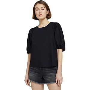 TOM TAILOR Denim Dames Blouse met ballonmouwen 1025712, 14482 - Deep Black, L