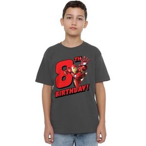 mandarin creative ltd Iron Man Birthday 8 Unisex Kids T-shirt, houtskool, 12-13 jaar, houtskool, 12-13 jaar