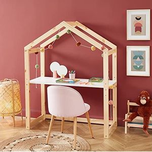 BAÏTA TINY03 bureau voor kinderen, schaalbaar, grenenhout, wit, lengte 120 cm