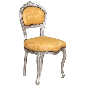 Biscottini Stoelen Luigi XVI 90,5 x 42,5 x 45,5 cm – stoel in Franse stijl antiek zilver – fauteuil slaapkamer – stoelen in barokstijl