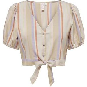 ONLY Dames Onltine Ss Knot Button Top WVN Shirtblouse, Whitecap Grijs/Stripes: pruple + Oranjesspel + Ierse C, S