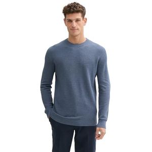 TOM TAILOR Basic gebreide trui voor heren met ronde hals, 18964 - Vintage Indigo Blauw Melange, XXL