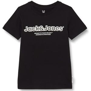 JACK&JONES JUNIOR Jorlakewood Branding Tee Ss Bf Jnr T-shirt voor jongens, Zwart/Detail:jj Print, 164 cm