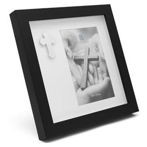 Zilverstad - Memory fotolijst met een kruis 10 x 15 pp zwart