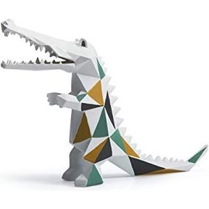 Amoy-Art Figuur Decoratie Krokodil Dier Sculpture Standbeeld Geometrisch Modern Kunst Voor Huis Cedeau Giftbox Polyresin 17cmL