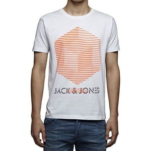 Jack and Jones Johnsen T-shirt met ronde hals en korte mouwen voor heren, Kleur: wit, M