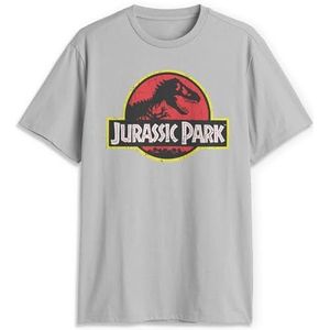 Jurassic Park T-shirt met logo voor heren, ZILVER, XL